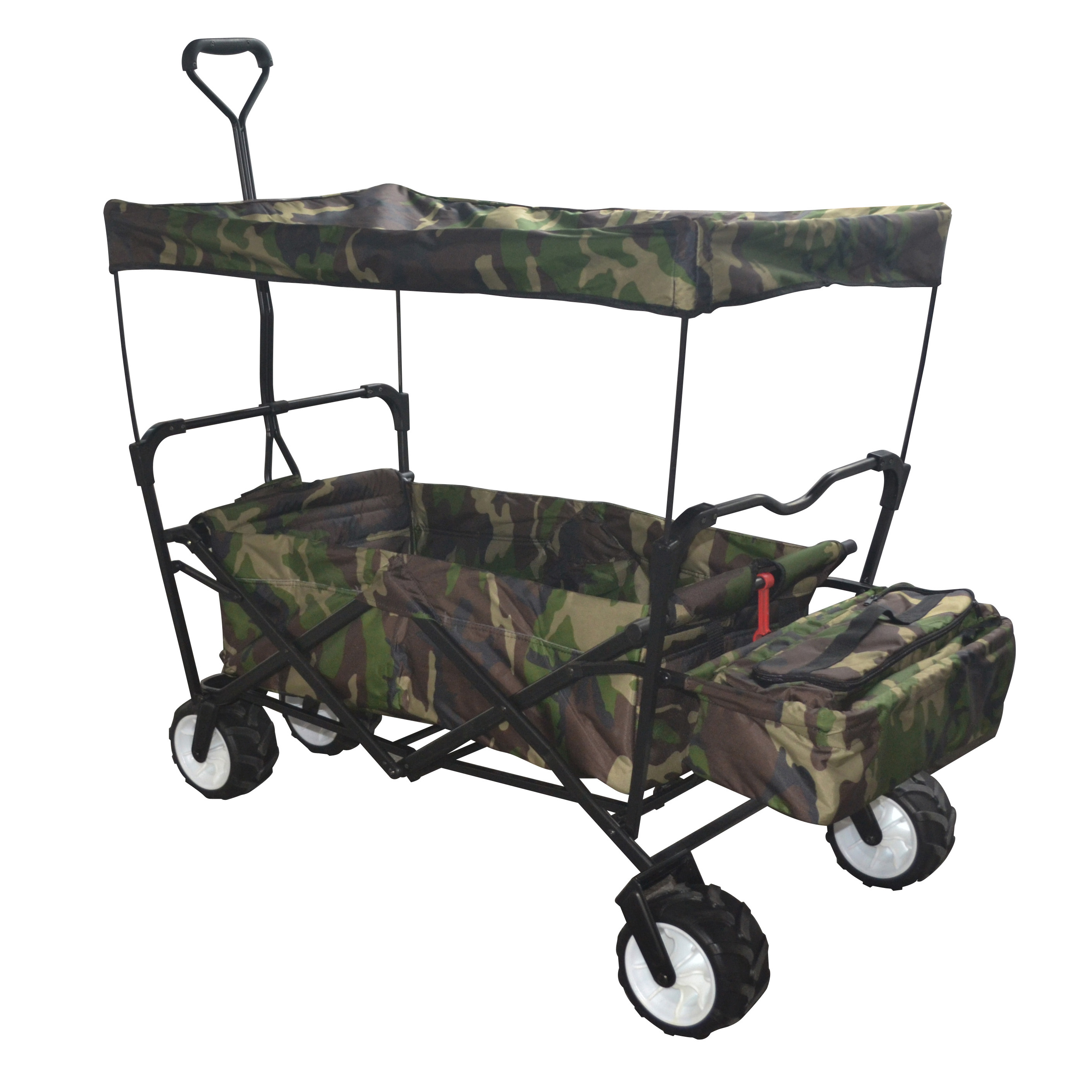 CAMO OUTDOOR FOLDING WAGON CANOPY GARDEN UTILITY TRAVEL CART LARGE BEACH TIRES